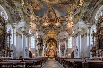 The Wieskirche - Pilgrimage Church of the "Scourged Savior" - The nave from the back of the church  Steingaden, Germany